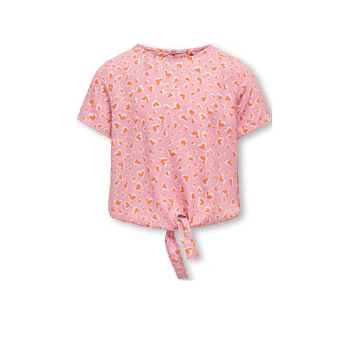 KIDS ONLY GIRL blouse KOGPALMA met all over print lichtroze/oranje/wit