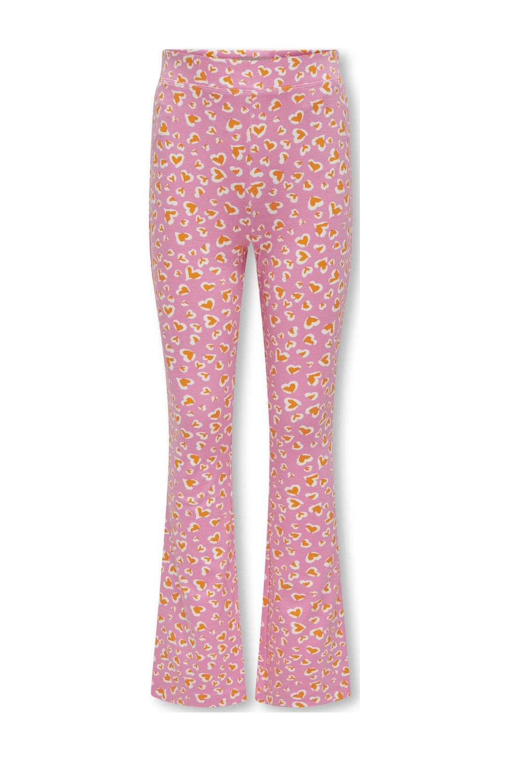Roze meisjes KIDS ONLY GIRL flared broek van viscose met regular waist en elastische tailleband
