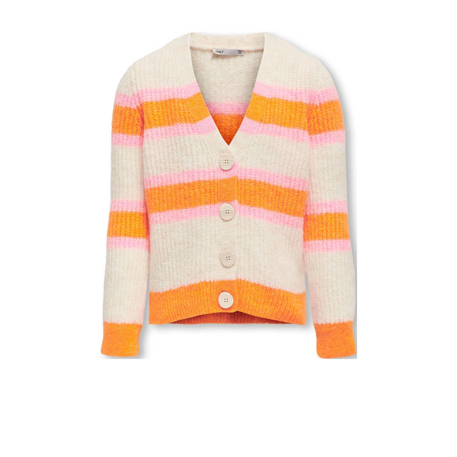 ONLY KIDS GIRL gestreept vest KOGETHEL wit oranje roze