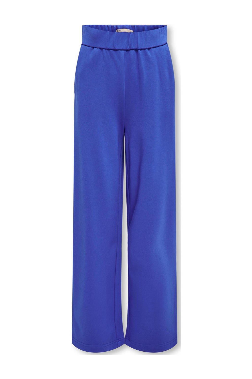 Blauwe meisjes KIDS ONLY GIRL loose fit broek van viscose met elastische tailleband en effen