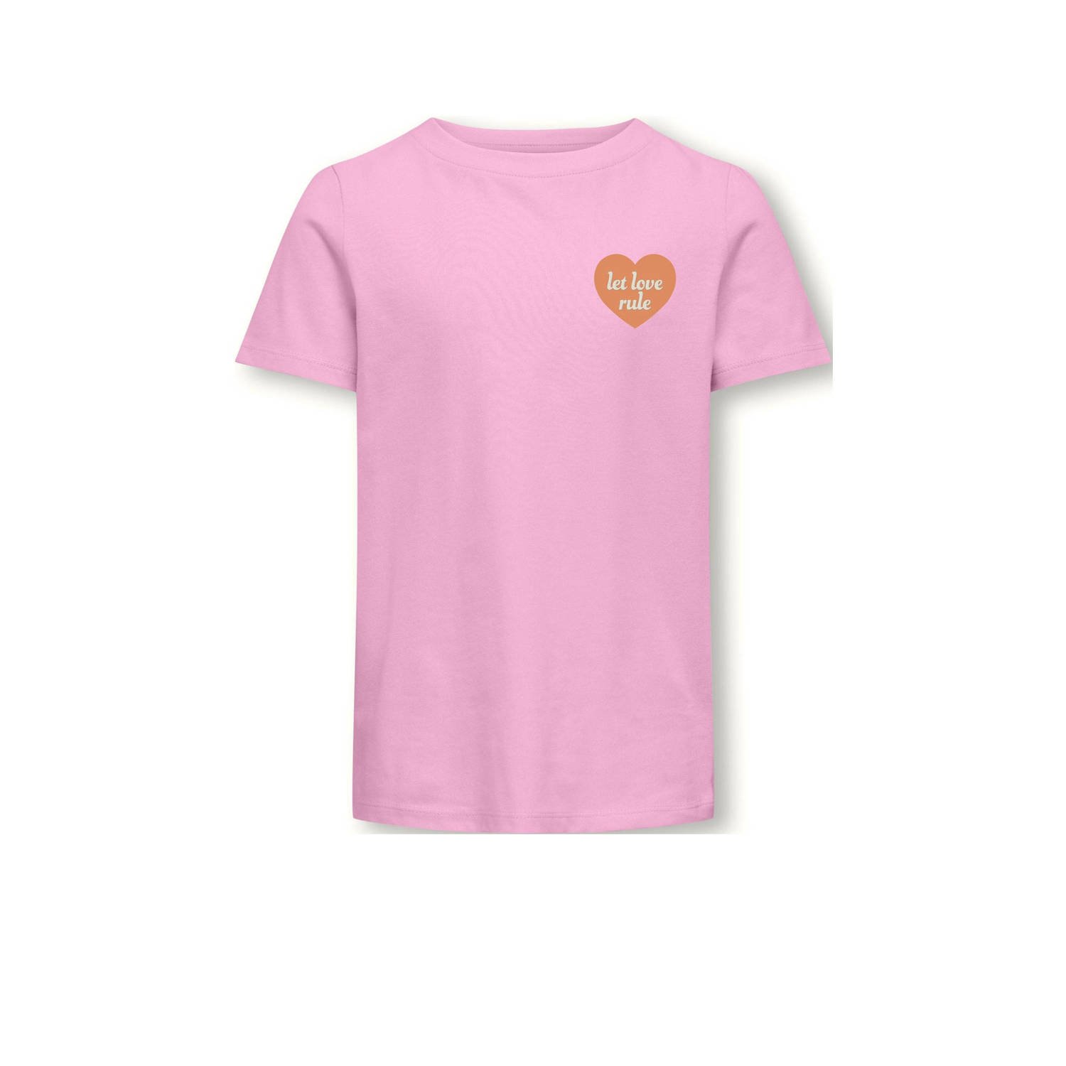 ONLY KIDS GIRL T-shirt KOGSENNA met backprint zachtroze