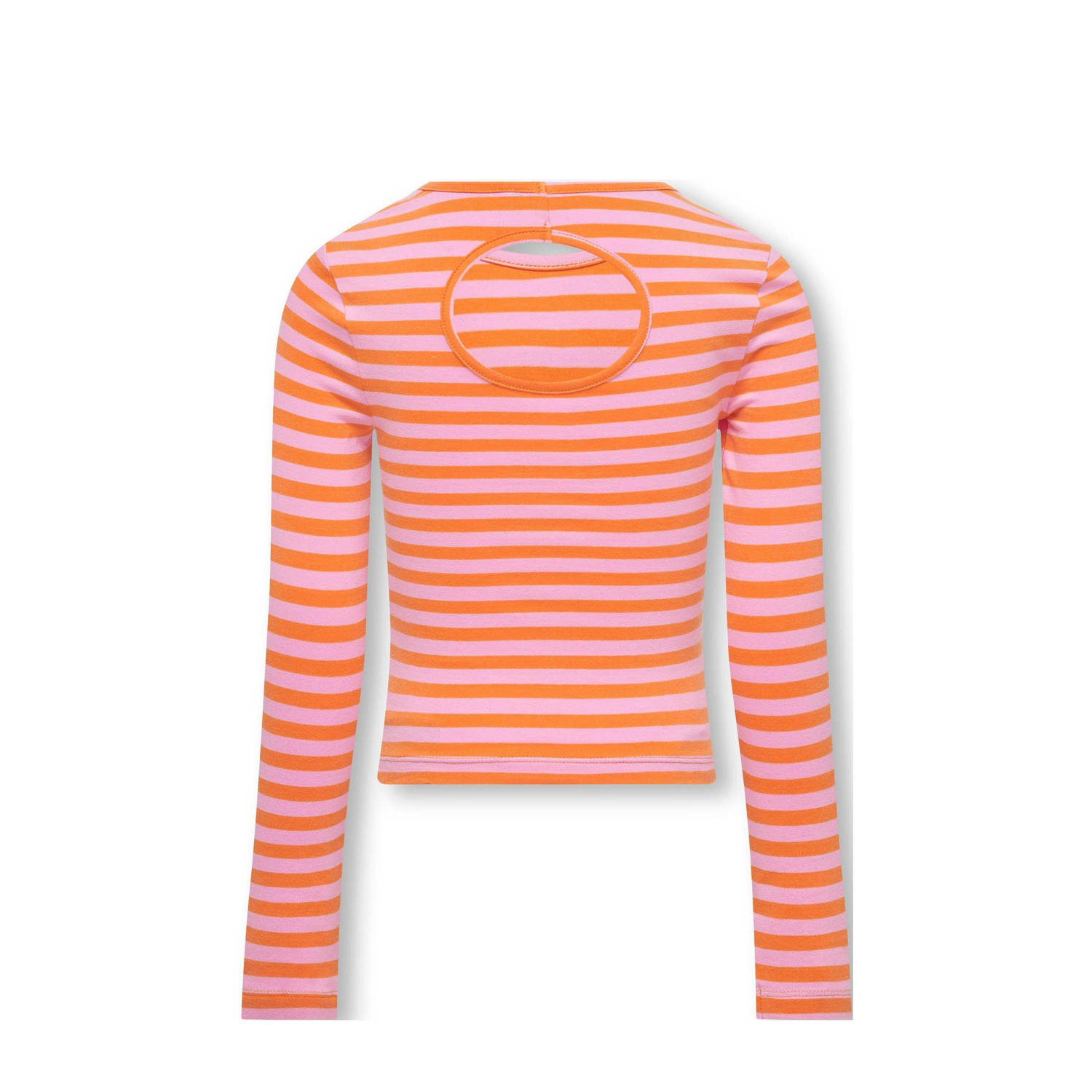 ONLY KIDS GIRL gestreepte longsleeve KOGHEIDI roze oranje