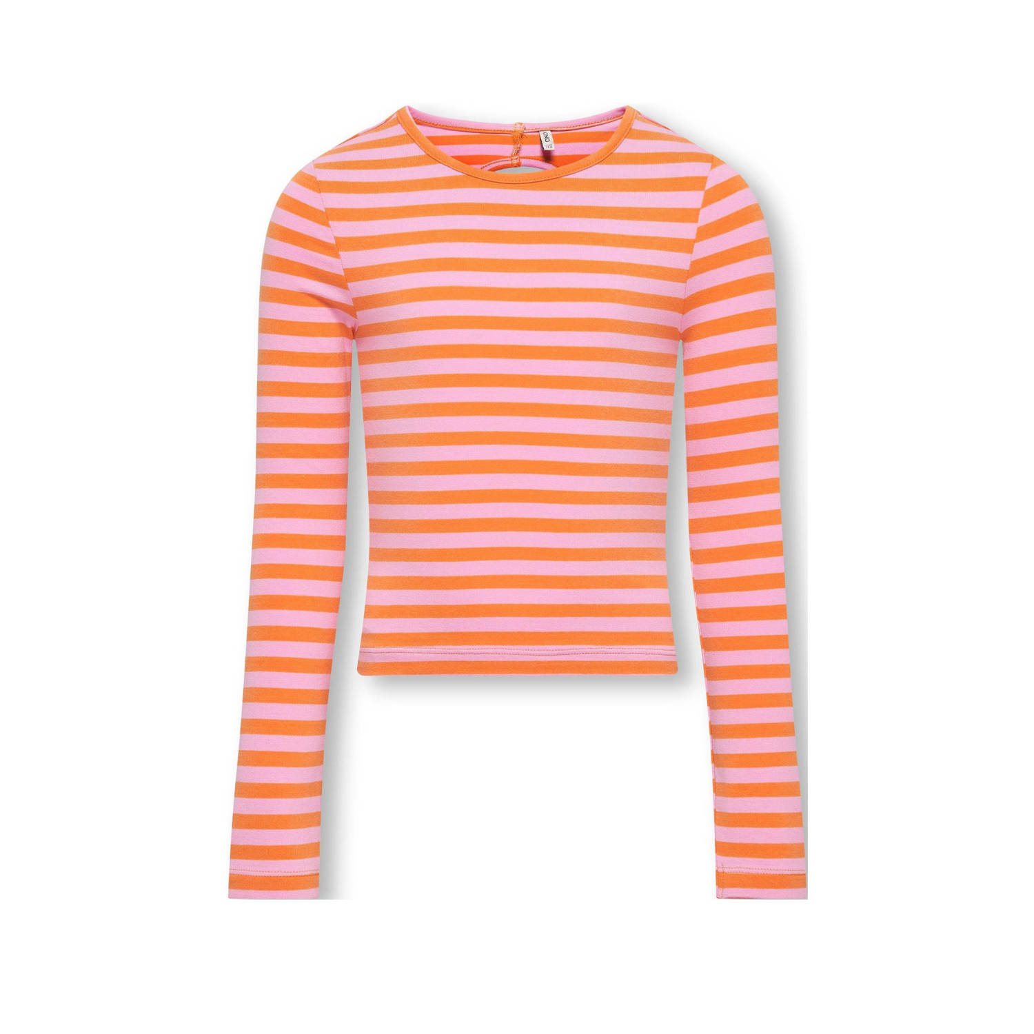 Only KIDS GIRL gestreepte longsleeve KOGHEIDI roze oranje Meisjes Katoen Ronde hals 134 140