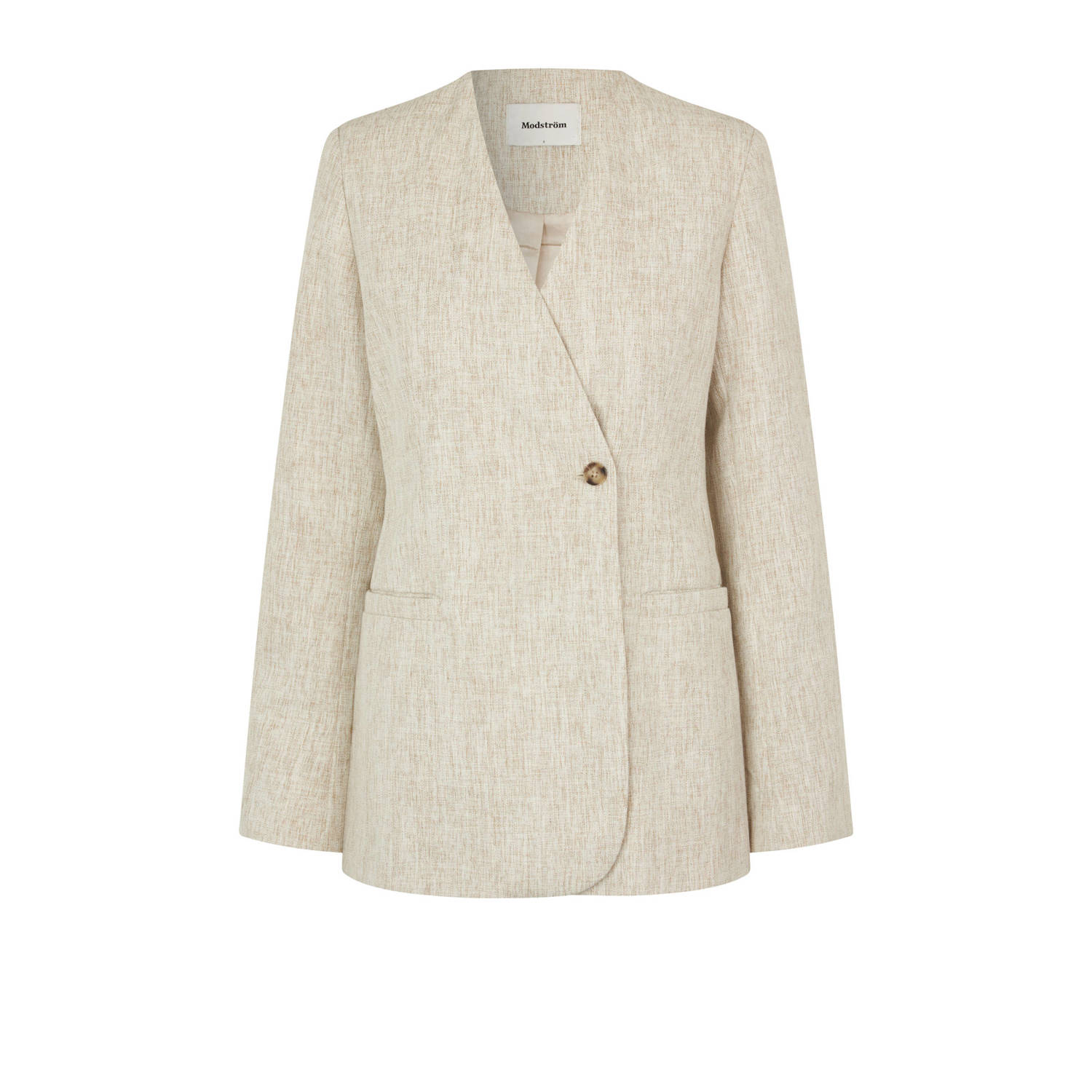 Modström Asymmetrische knoop blazer met split Beige Dames
