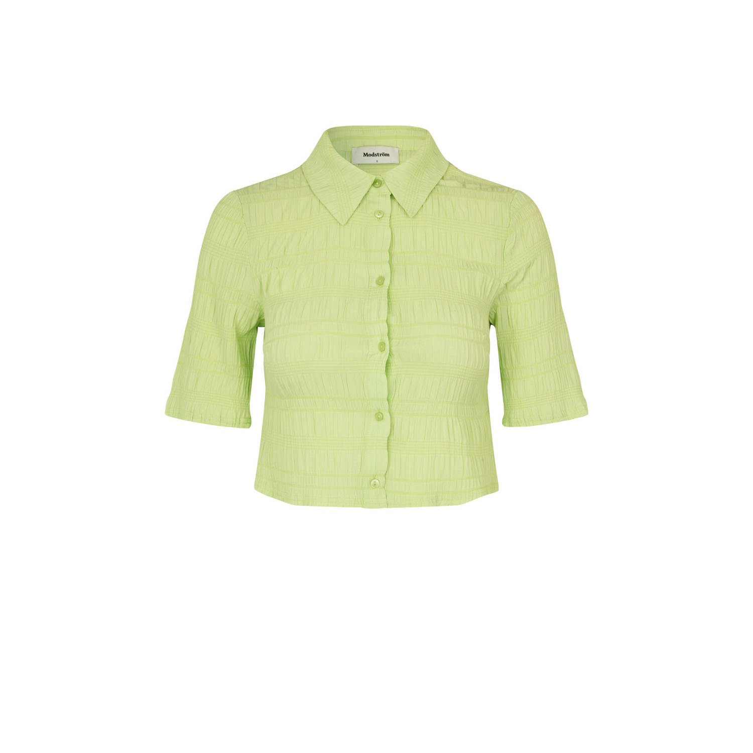 Modström blouse Hamson met textuur limegroen