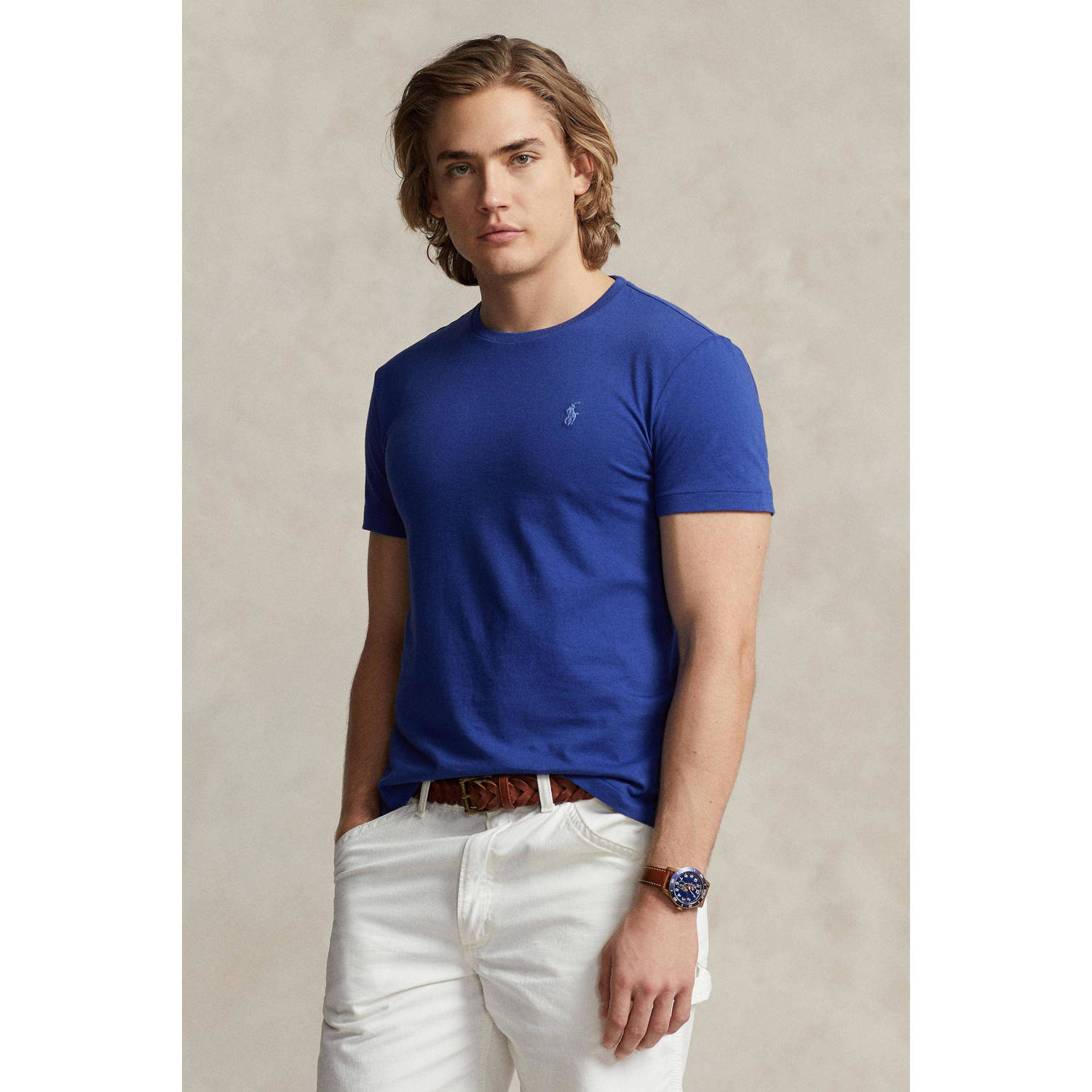 POLO Ralph Lauren slim fit T-shirt met logo beach royal