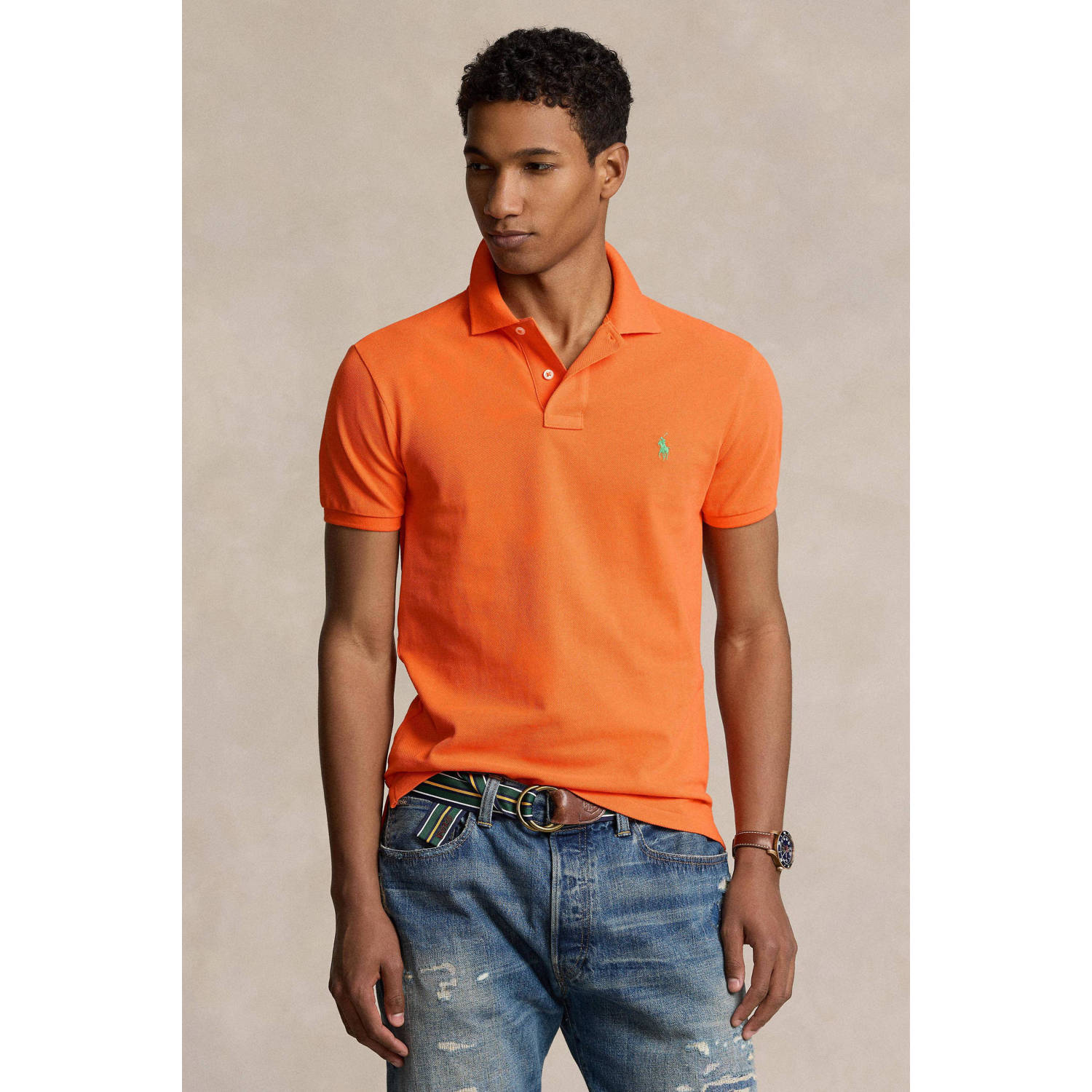 POLO Ralph Lauren slim fit polo met logo oranje