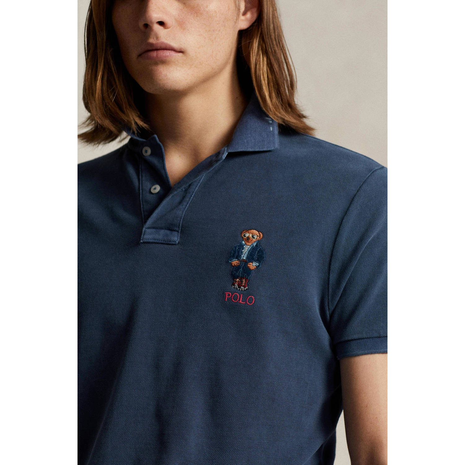 POLO Ralph Lauren slim fit polo met printopdruk newport navy