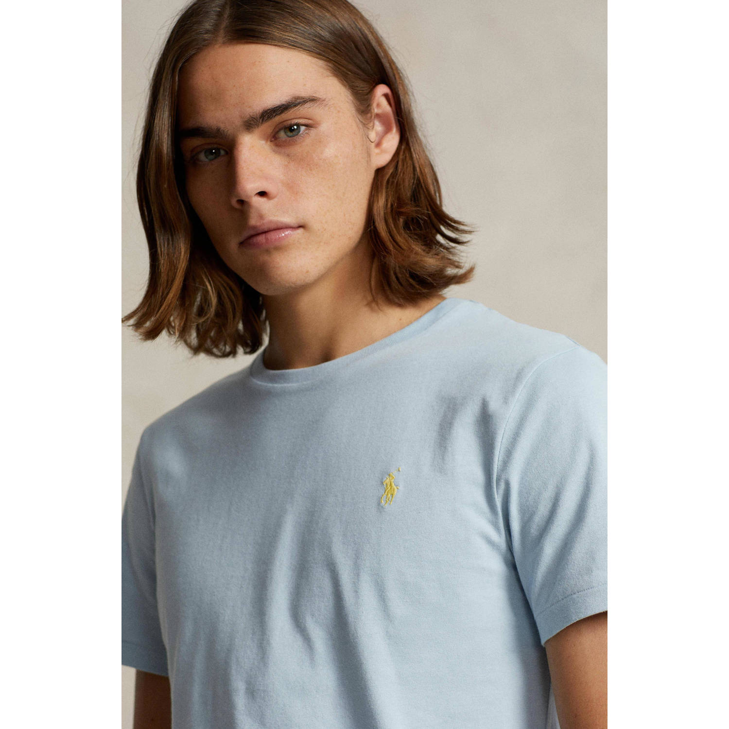 POLO Ralph Lauren slim fit T-shirt met logo lichtblauw