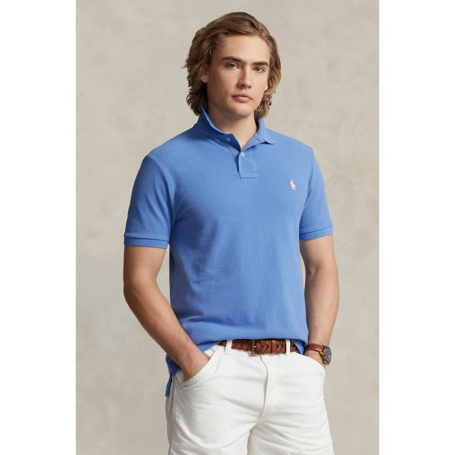 POLO Ralph Lauren slim fit polo met logo lichtblauw