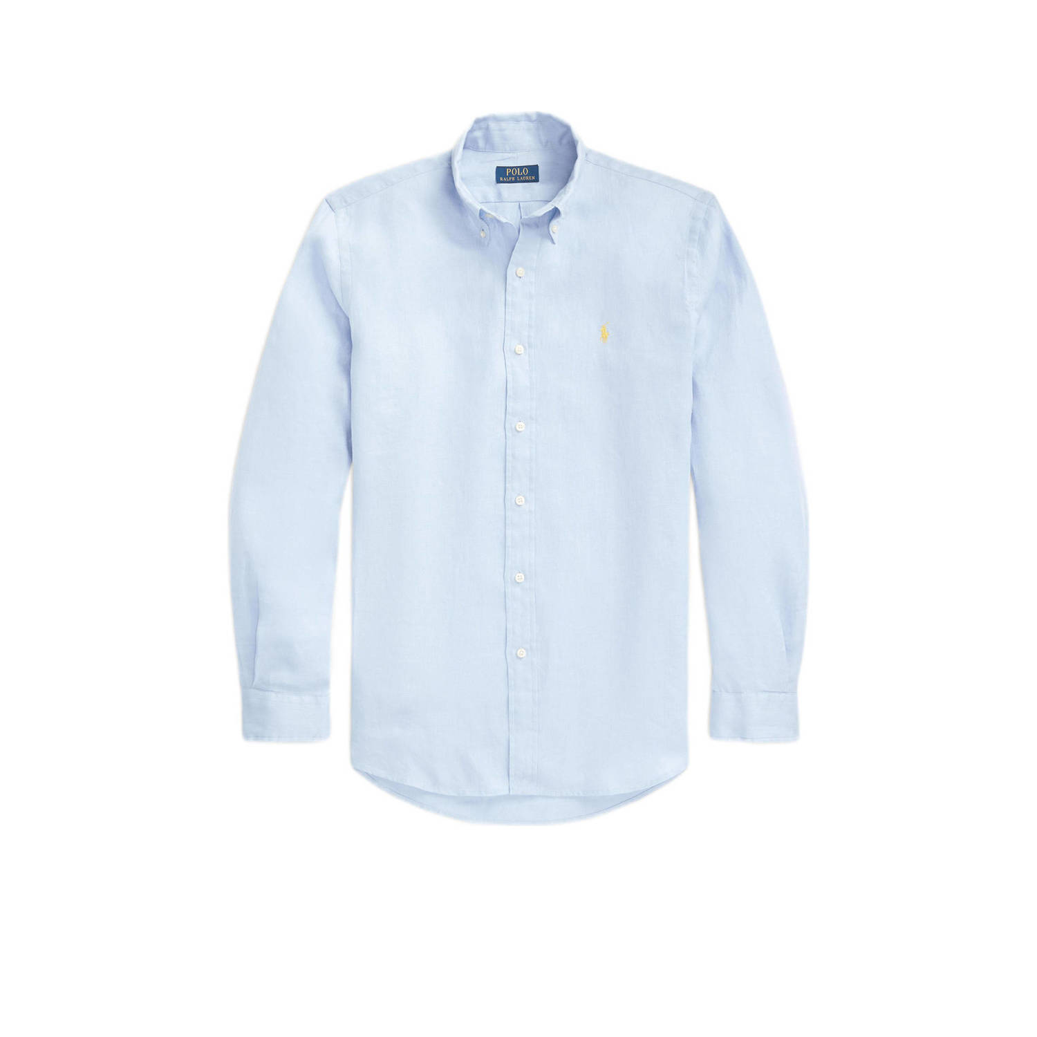 Polo Ralph Lauren Blauw Linnen Shirt met Pony Patroon Blue Heren