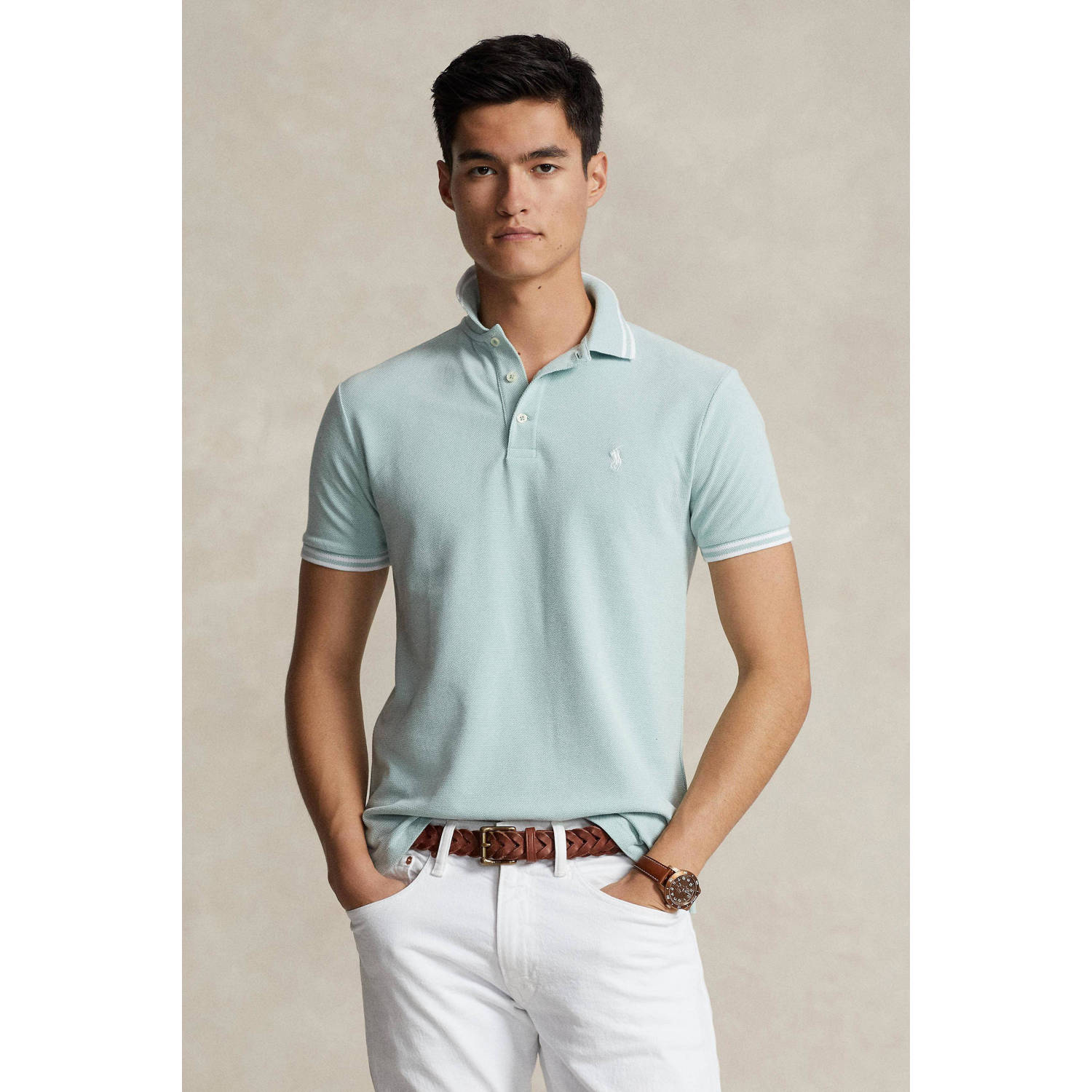 POLO Ralph Lauren slim fit polo met logo lichtblauw
