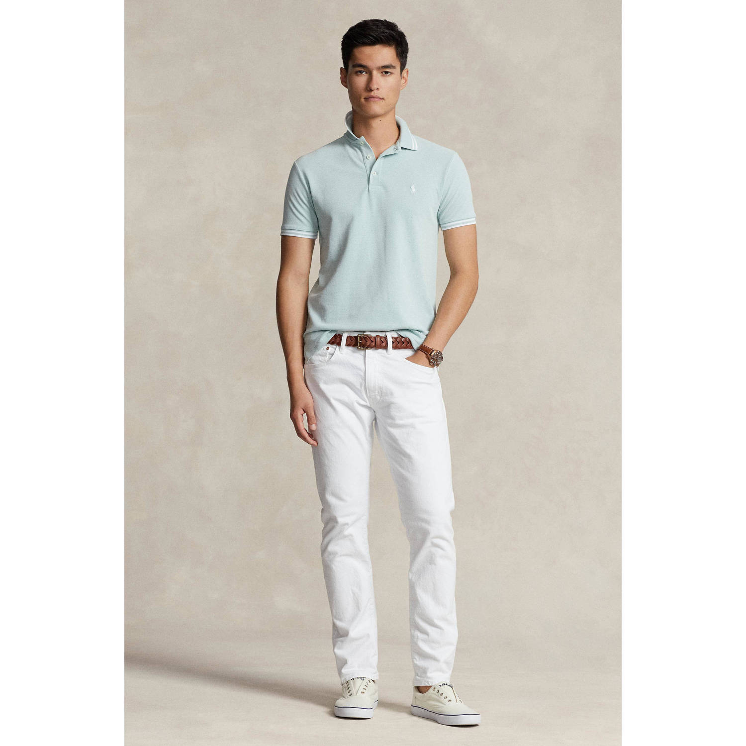 POLO Ralph Lauren slim fit polo met logo lichtblauw