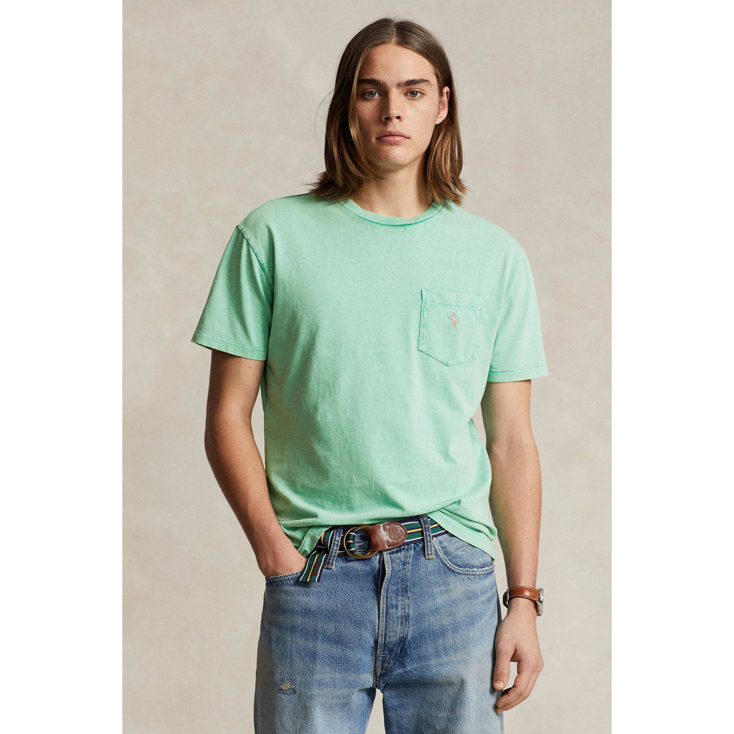 Ralph Lauren Groene Katoen Linnen Crew Neck T-shirt Green Heren