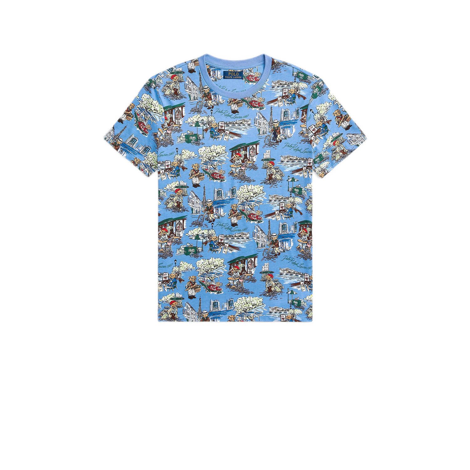 POLO Ralph Lauren slim fit T-shirt met all over print blauw
