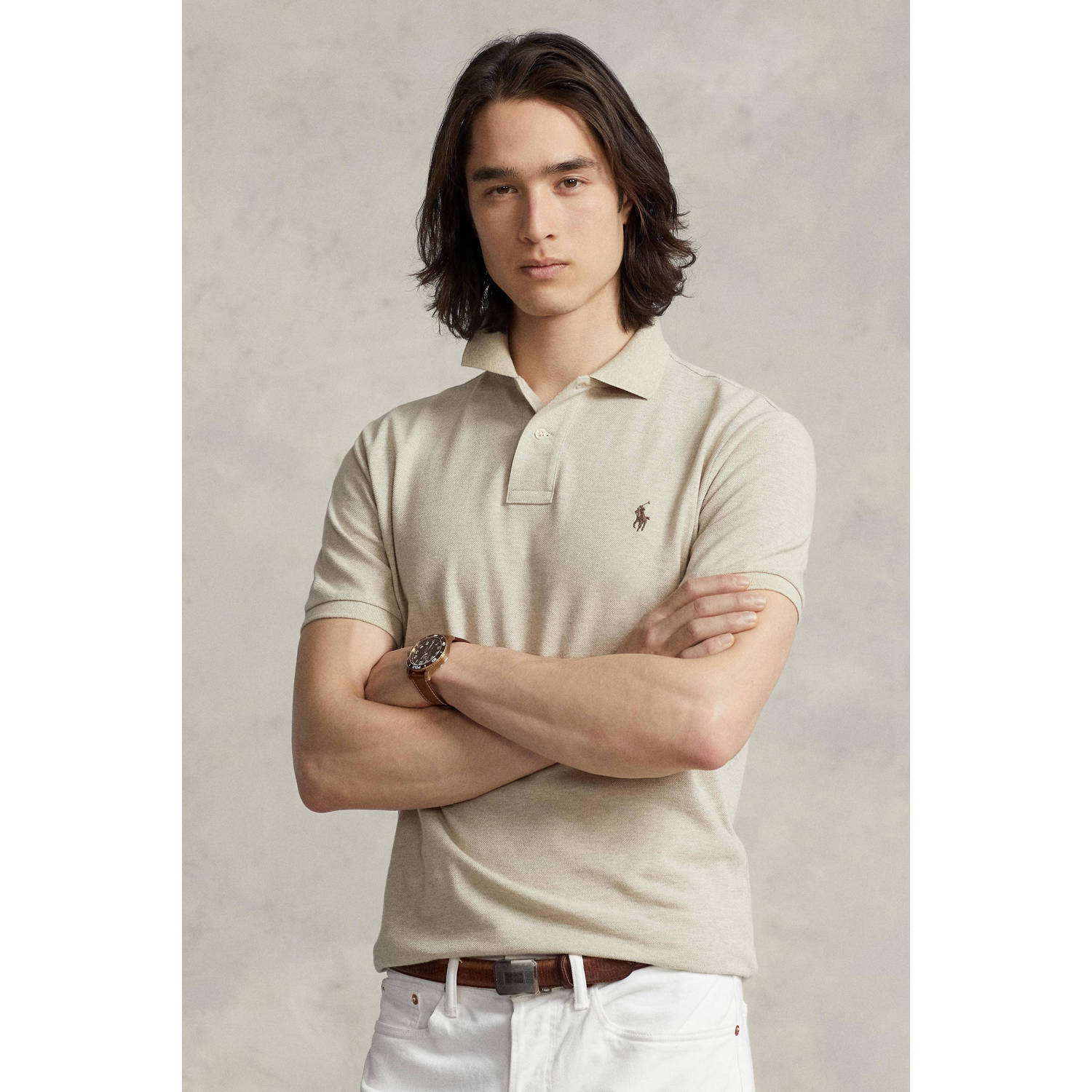 POLO Ralph Lauren slim fit polo met logo expedition dune heather