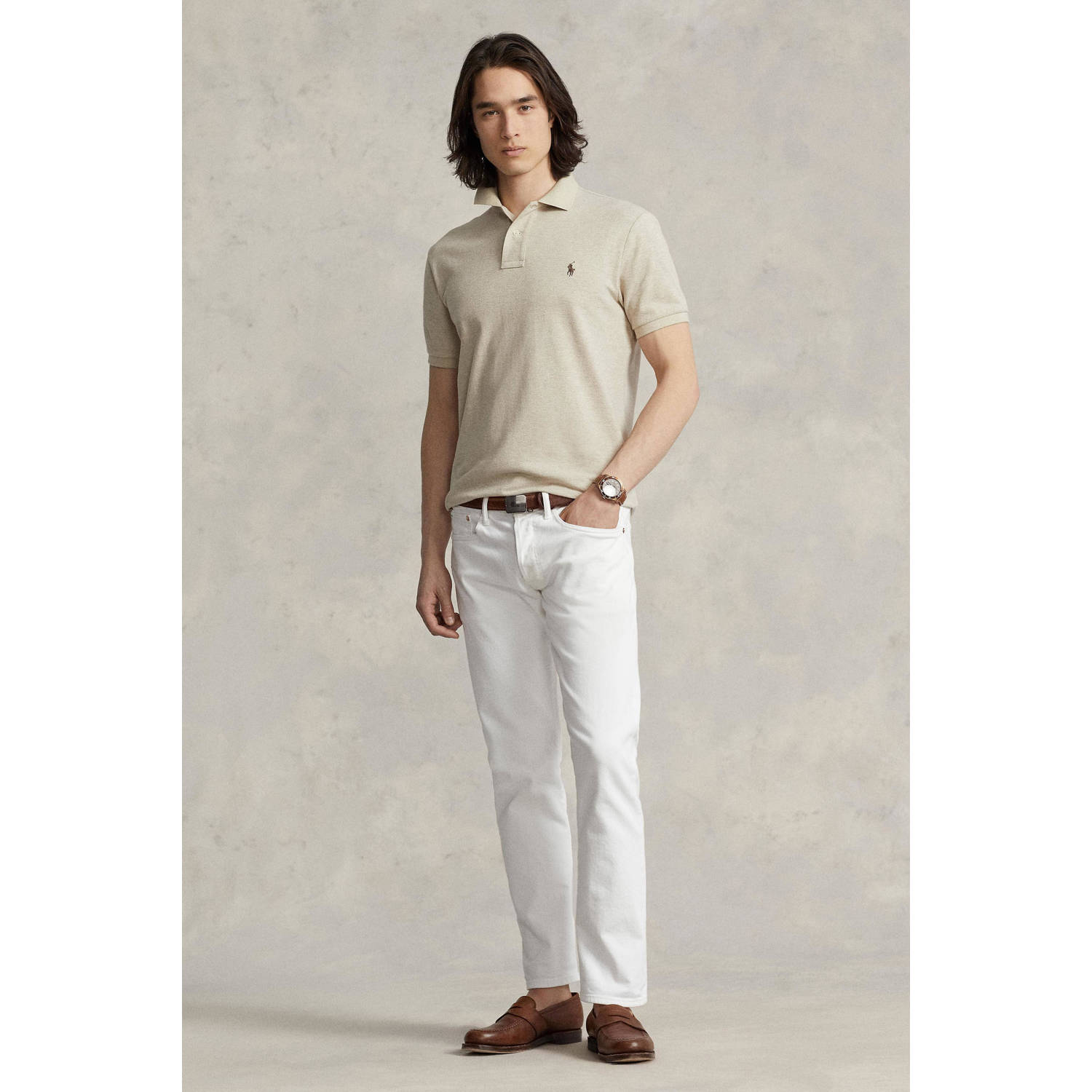 POLO Ralph Lauren slim fit polo met logo expedition dune heather