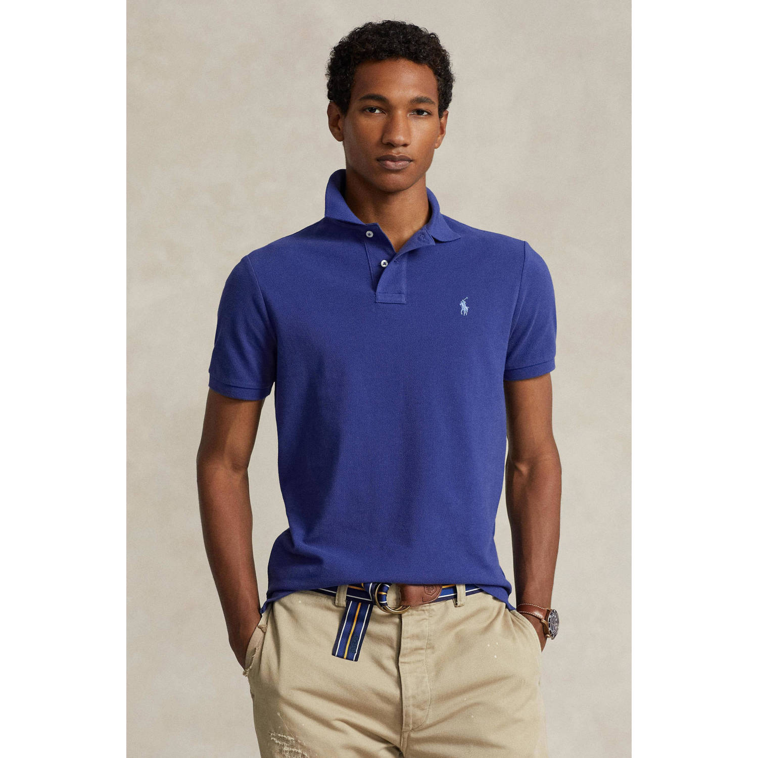 POLO Ralph Lauren slim fit polo met logo donkerblauw