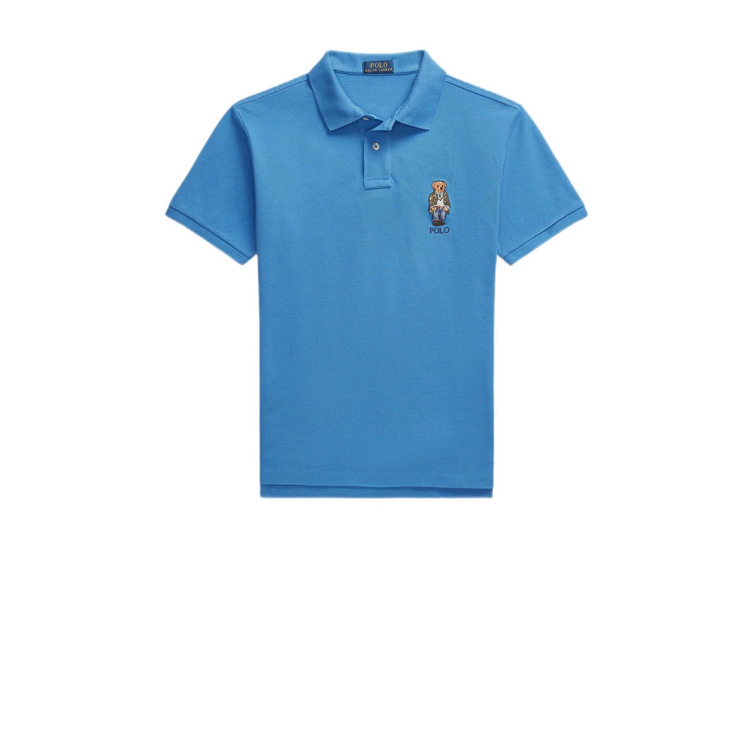 Ralph Lauren Blauw Polo Shirt met Polo Bear Borduurwerk Blue Heren
