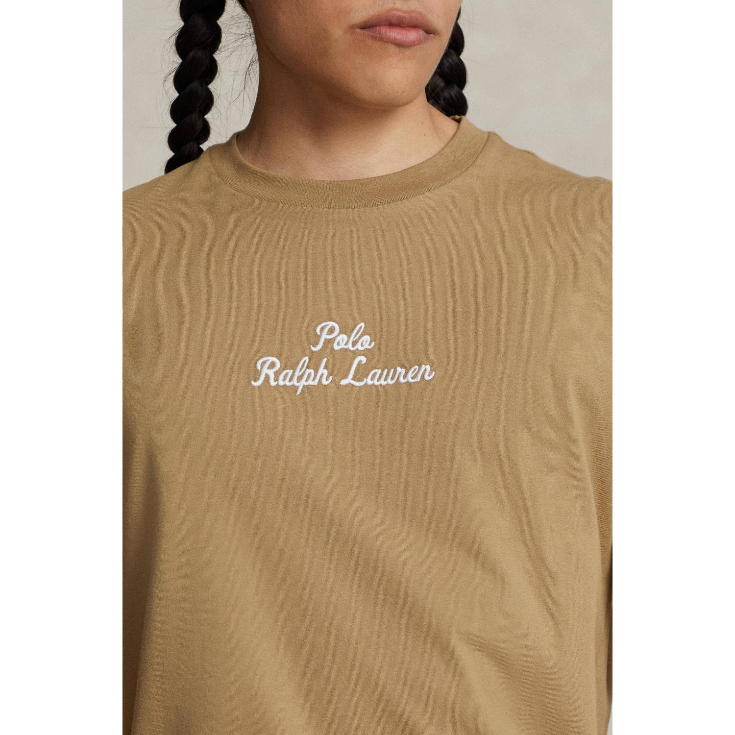 POLO Ralph Lauren slim fit T-shirt met printopdruk desert khaki