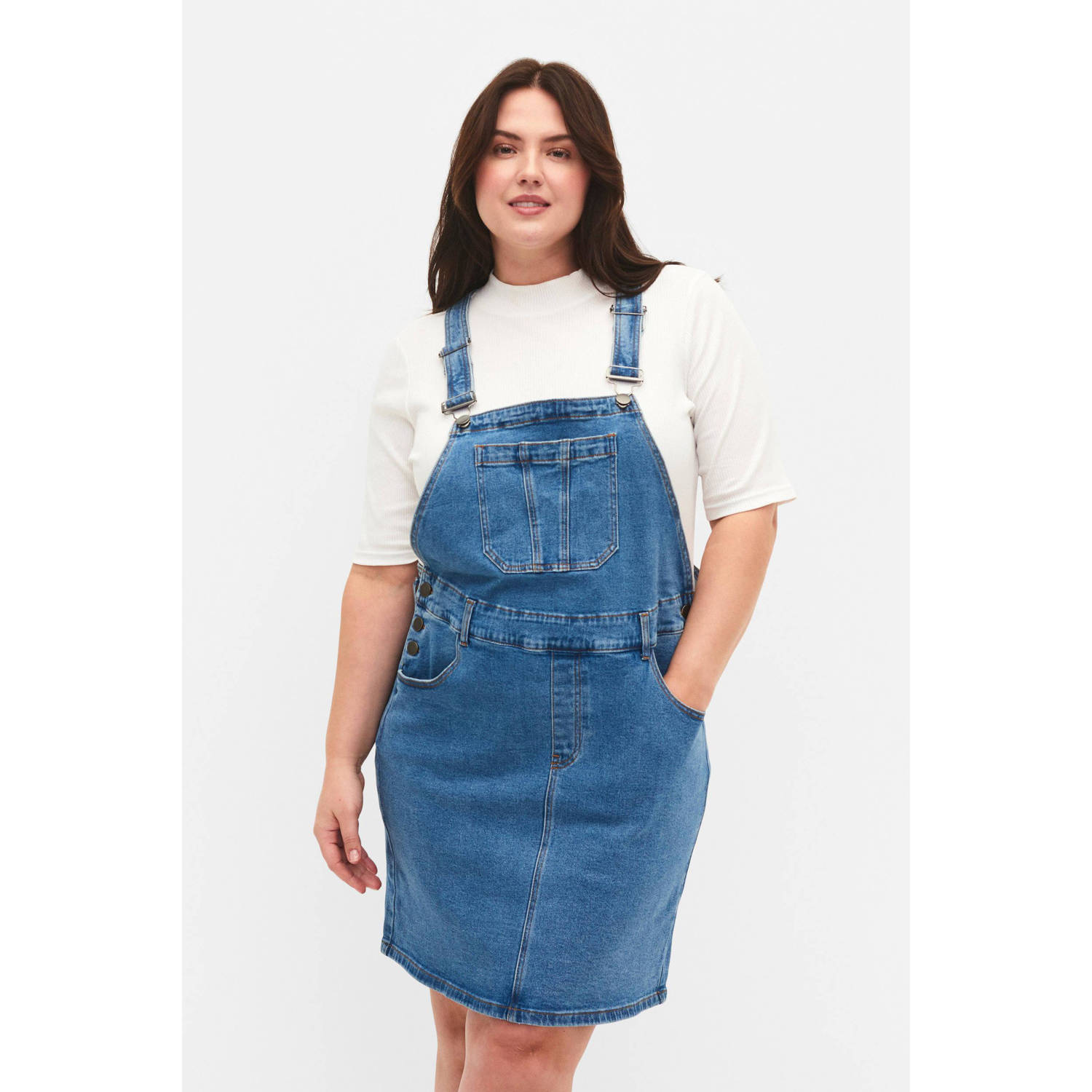 Zizzi spijkerjurk JSILJA medium blue denim