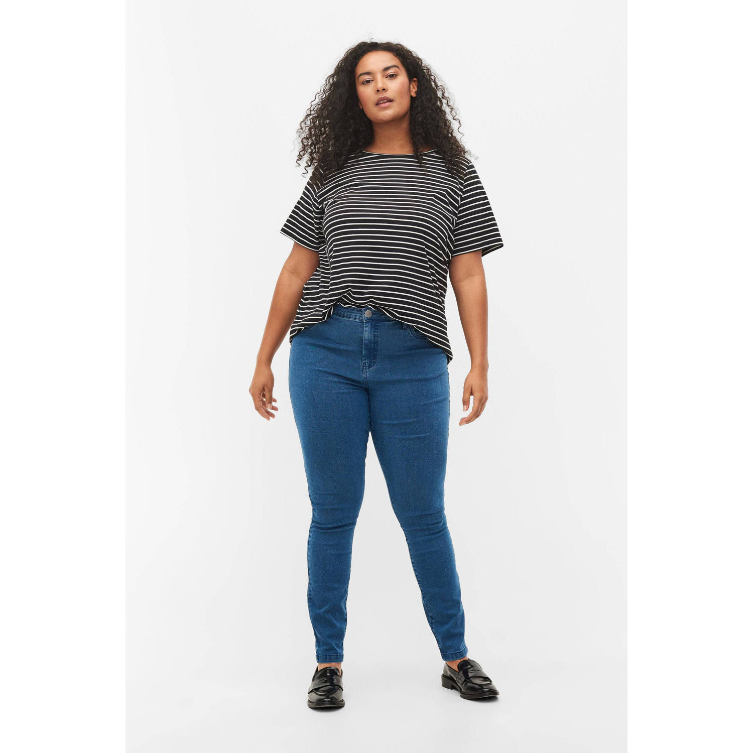 Zizzi high waist slim fit jeans Amy medium blue denim