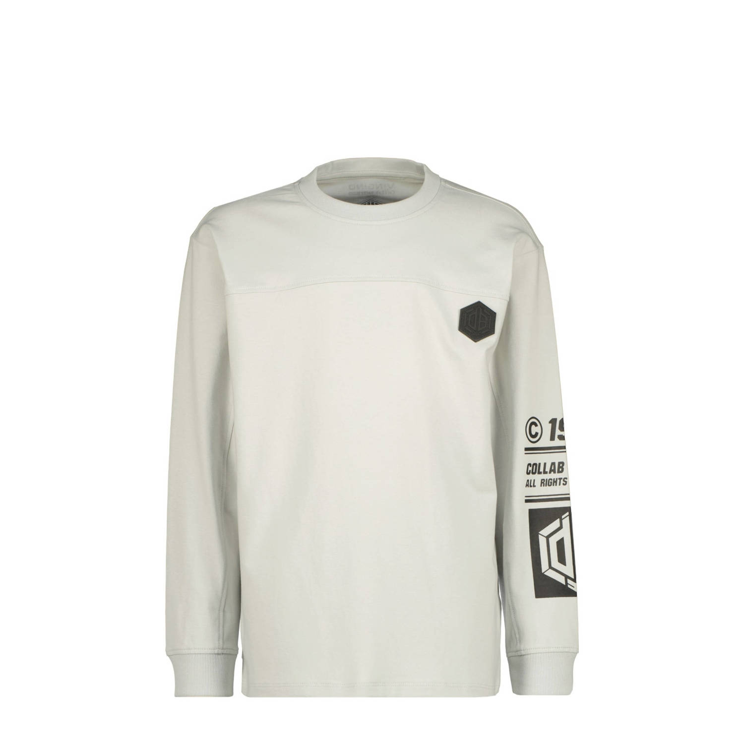 VINGINO x Daley longsleeve Heffaro met printopdruk lichtgrijs Jongens Stretchkatoen Ronde hals 122 128