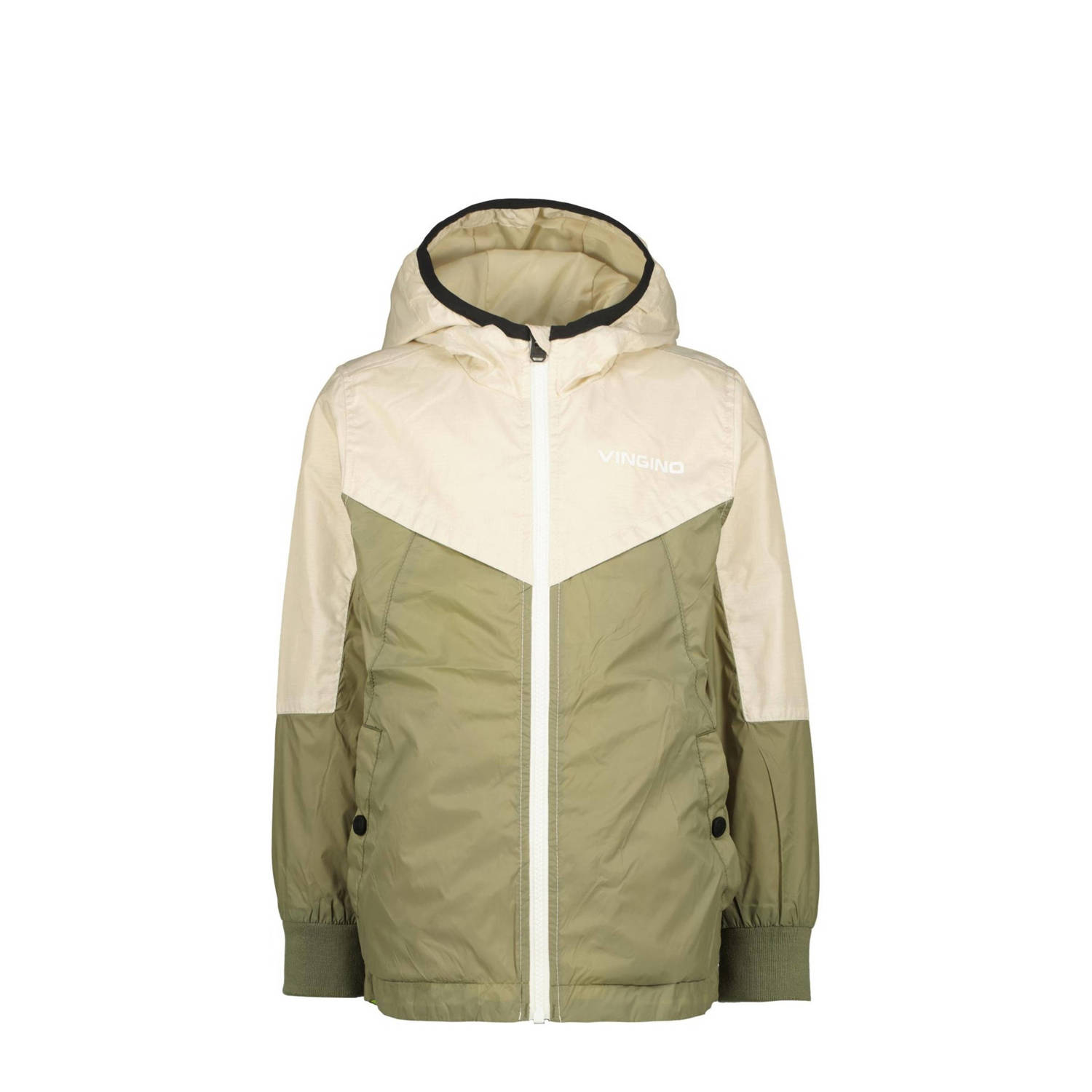 VINGINO zomerjas Tiuru beige armygroen Jongens Nylon Capuchon Meerkleurig 10