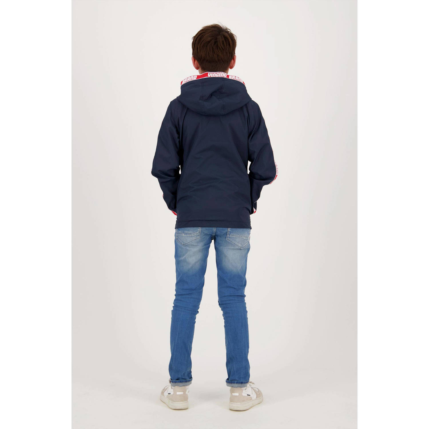 Vingino reversible zomerjas Tape met contrastbies hardblauw donkerblauw