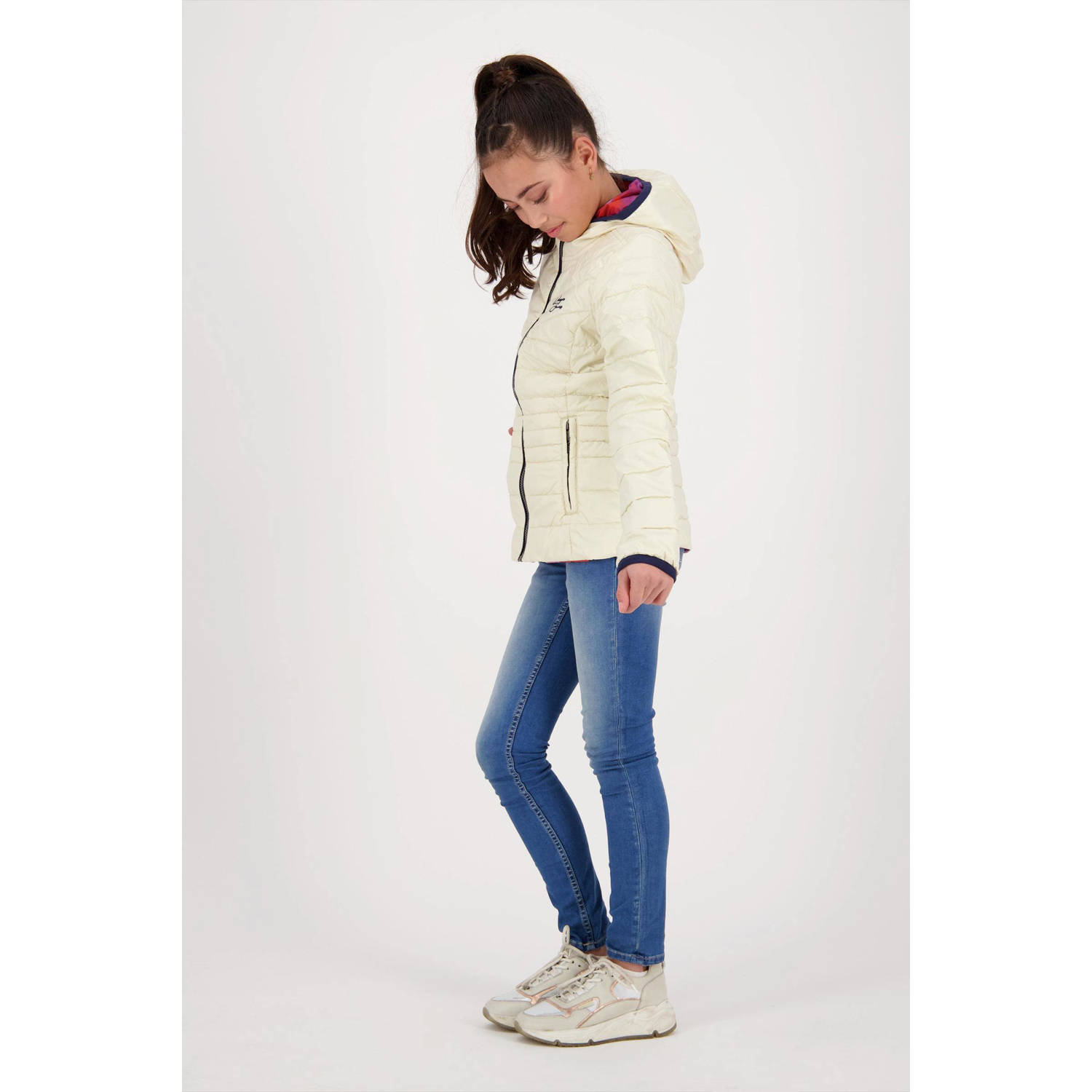 Vingino reversible zomerjas Tijnja met all over print beige paars