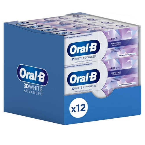 Wehkamp Oral-B 3DWhite Advanced Luxe Perfection tandpasta - voordeelverpakking - 12 x 75 ml aanbieding