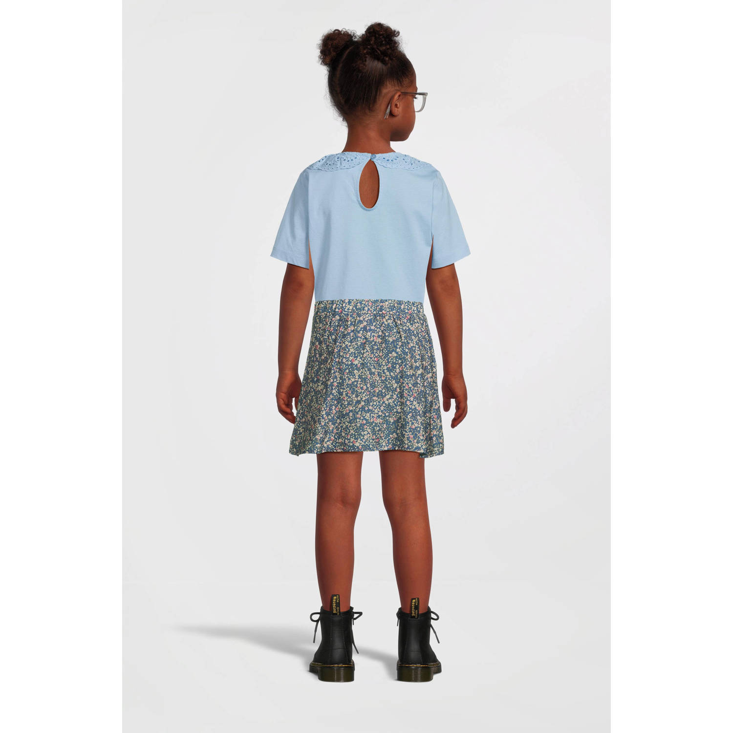 VERO MODA GIRL gebloemde rok VMIRIS blauw ecru roze