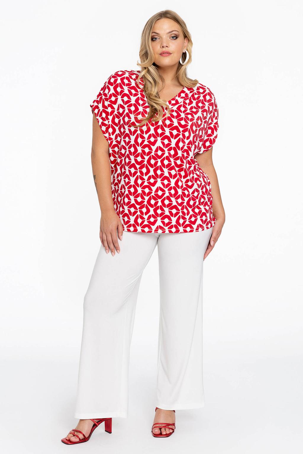 YOEK geruite geweven blousetop DOLCE rood/wit