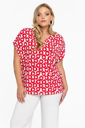 geruite geweven blousetop DOLCE rood/wit