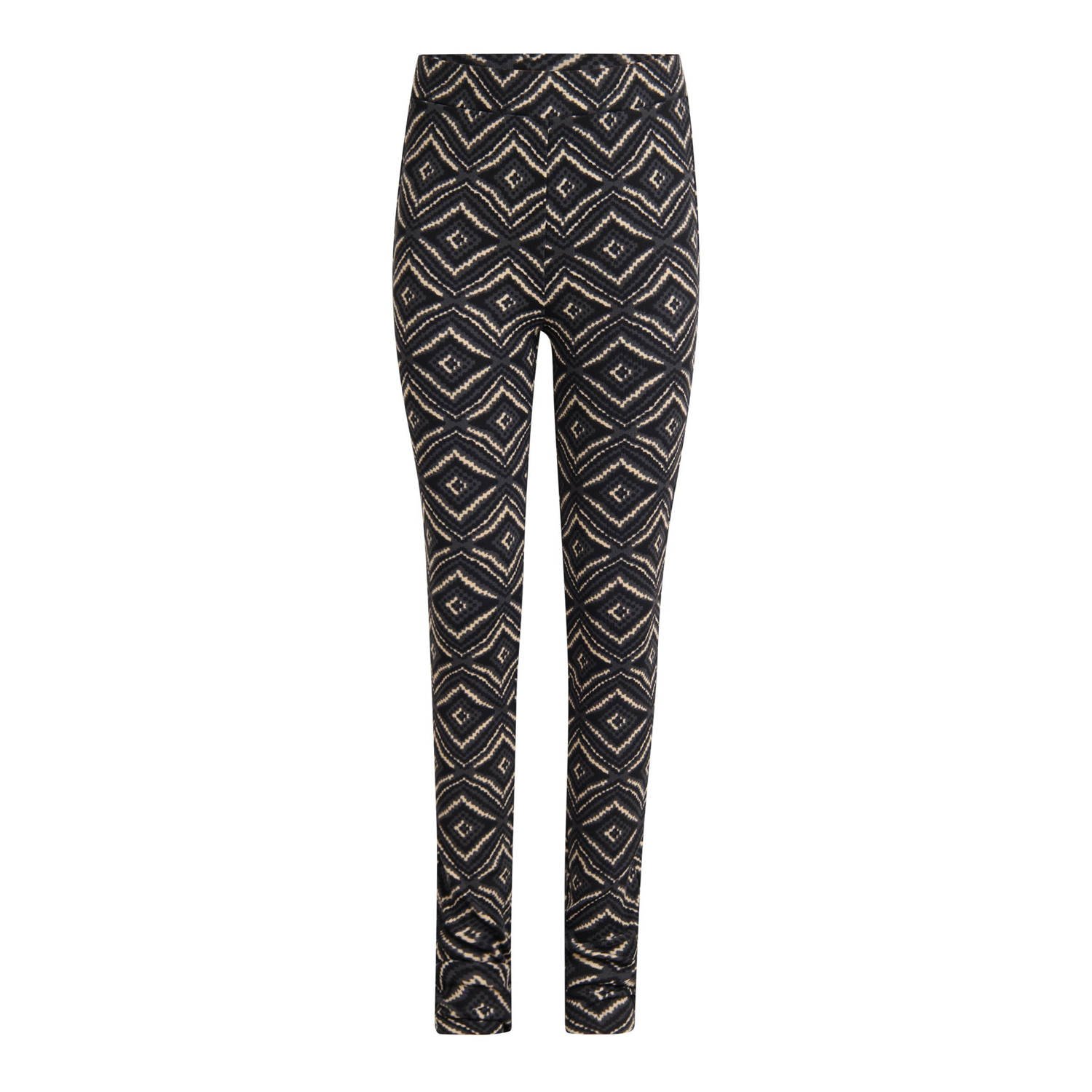 Shoeby legging met all over print zwart ecru Meisjes Polyester All over print 110 116