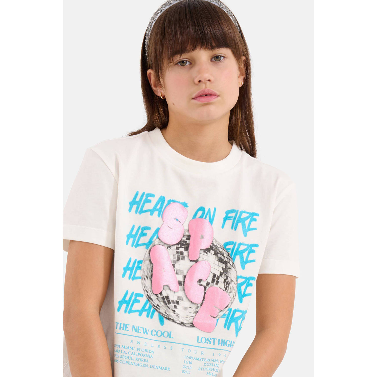 Shoeby T-shirt met printopdruk wit roze blauw