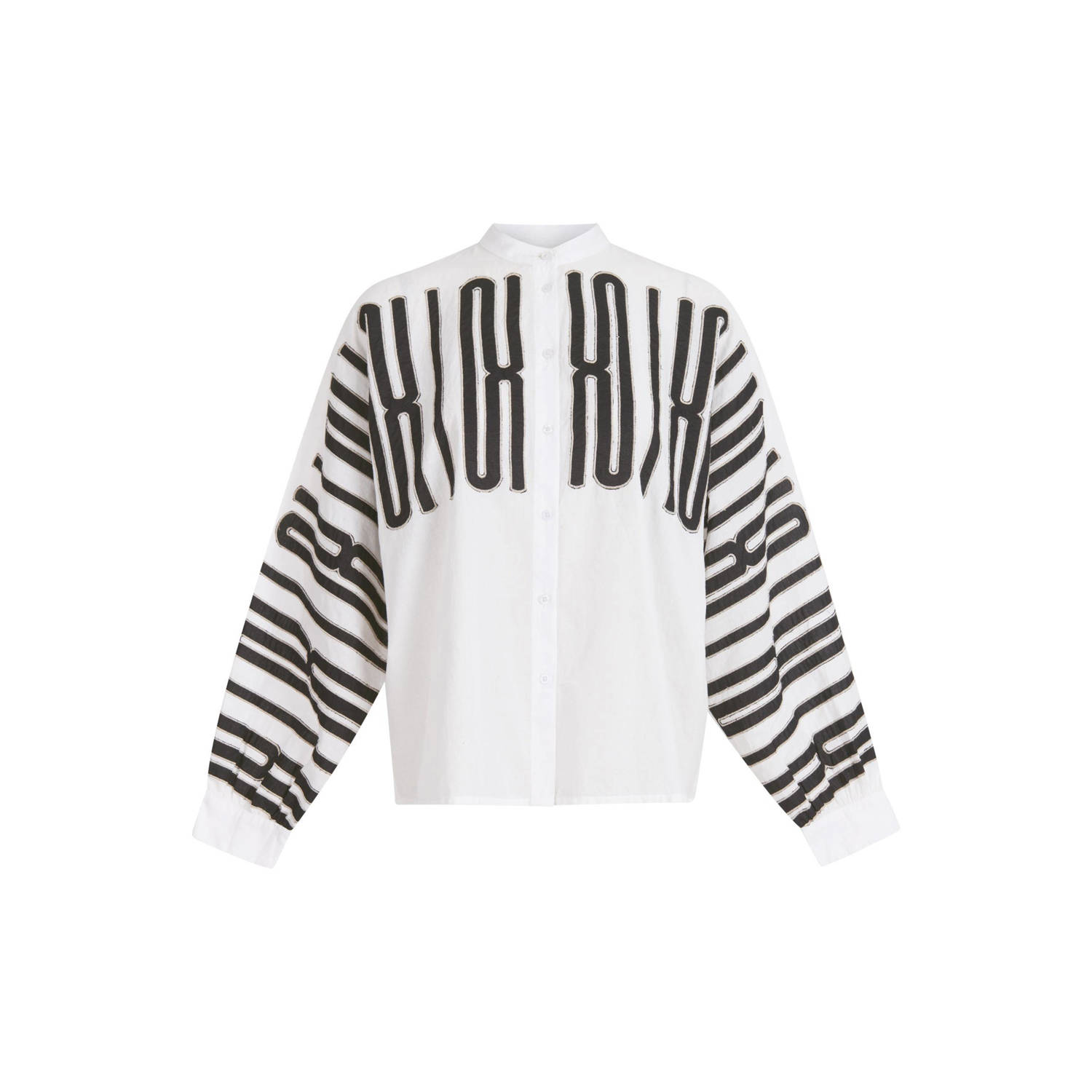 Shoeby blouse met all over print wit zwart