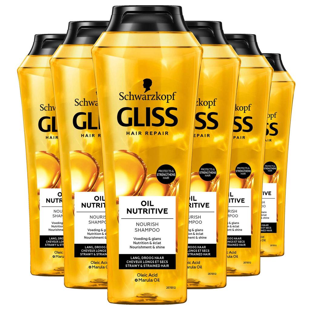 Gliss Oil Nutritive shampoo - 6 stuks voordeelverpakking