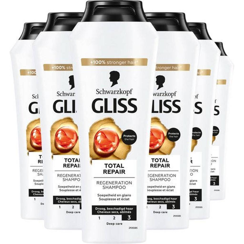 Gliss Total Repair 19 shampoo - 6 stuks voordeelverpakking