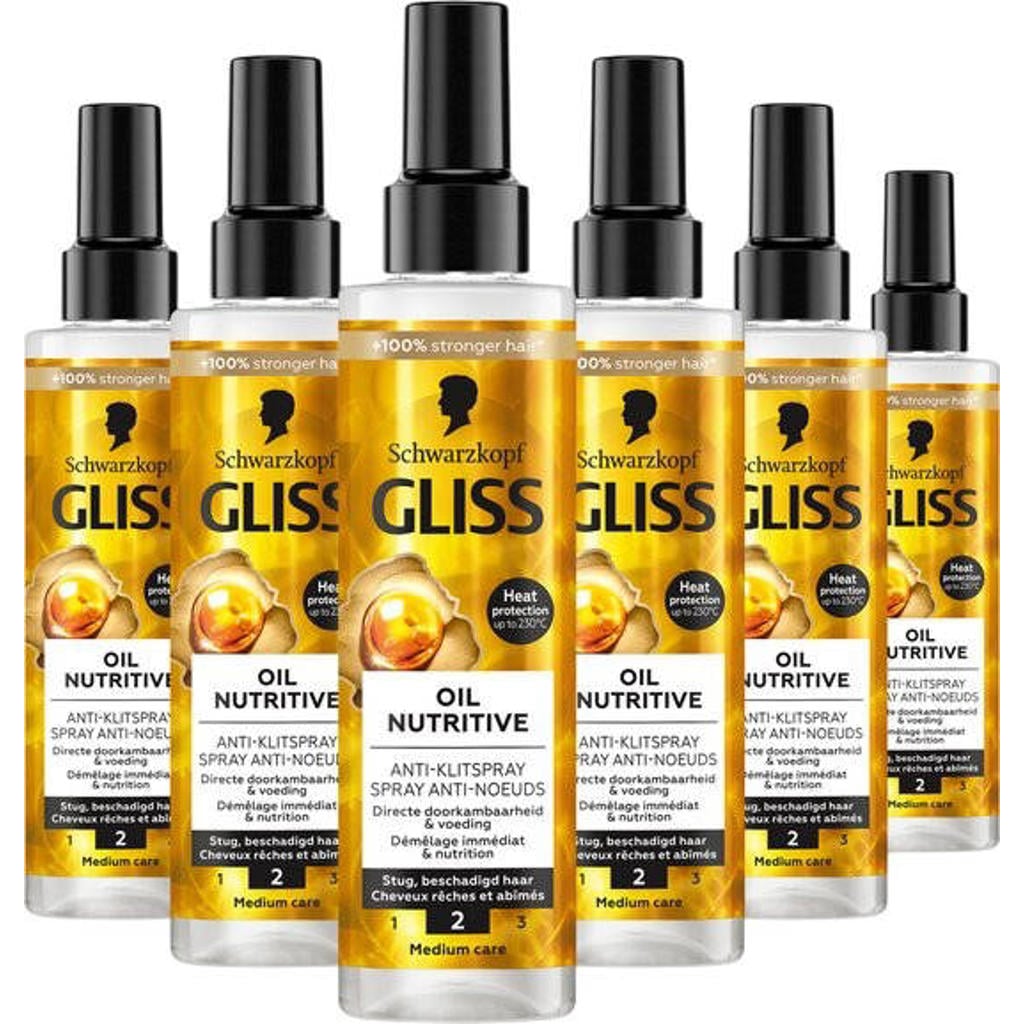 Gliss Oil Nutritive anti-klit spray - 6 stuks voordeelverpakking