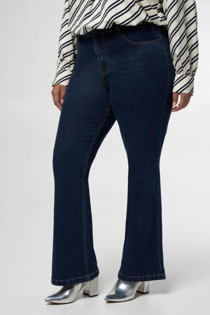 flared jeans dark blue denim