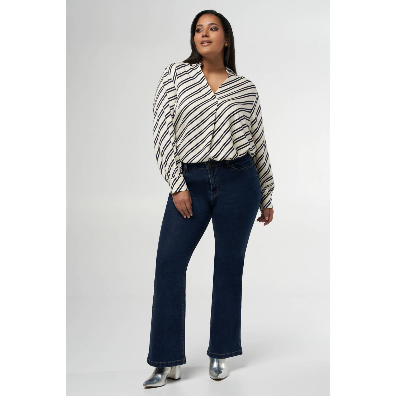 MS Mode flared jeans dark blue denim
