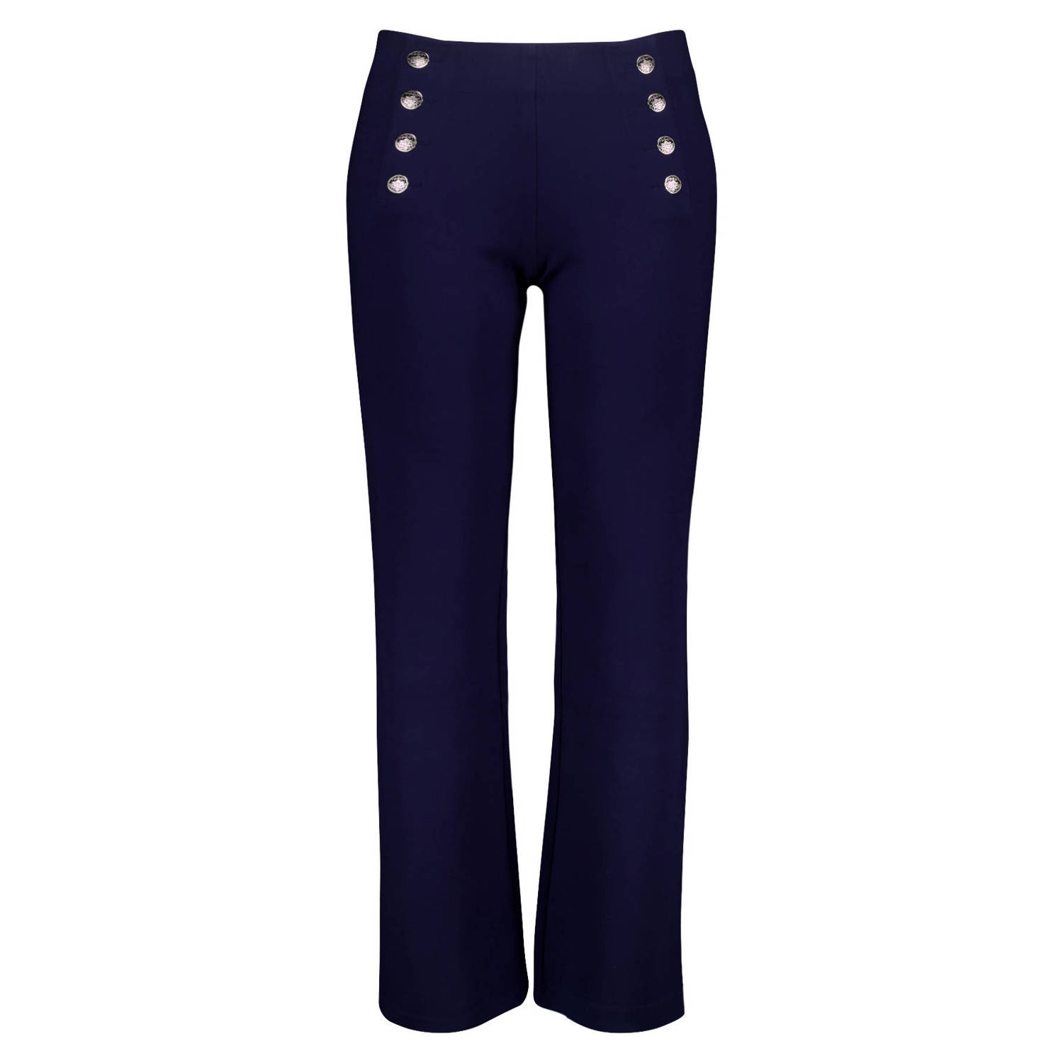 MS Mode high waist wide leg broek donkerblauw