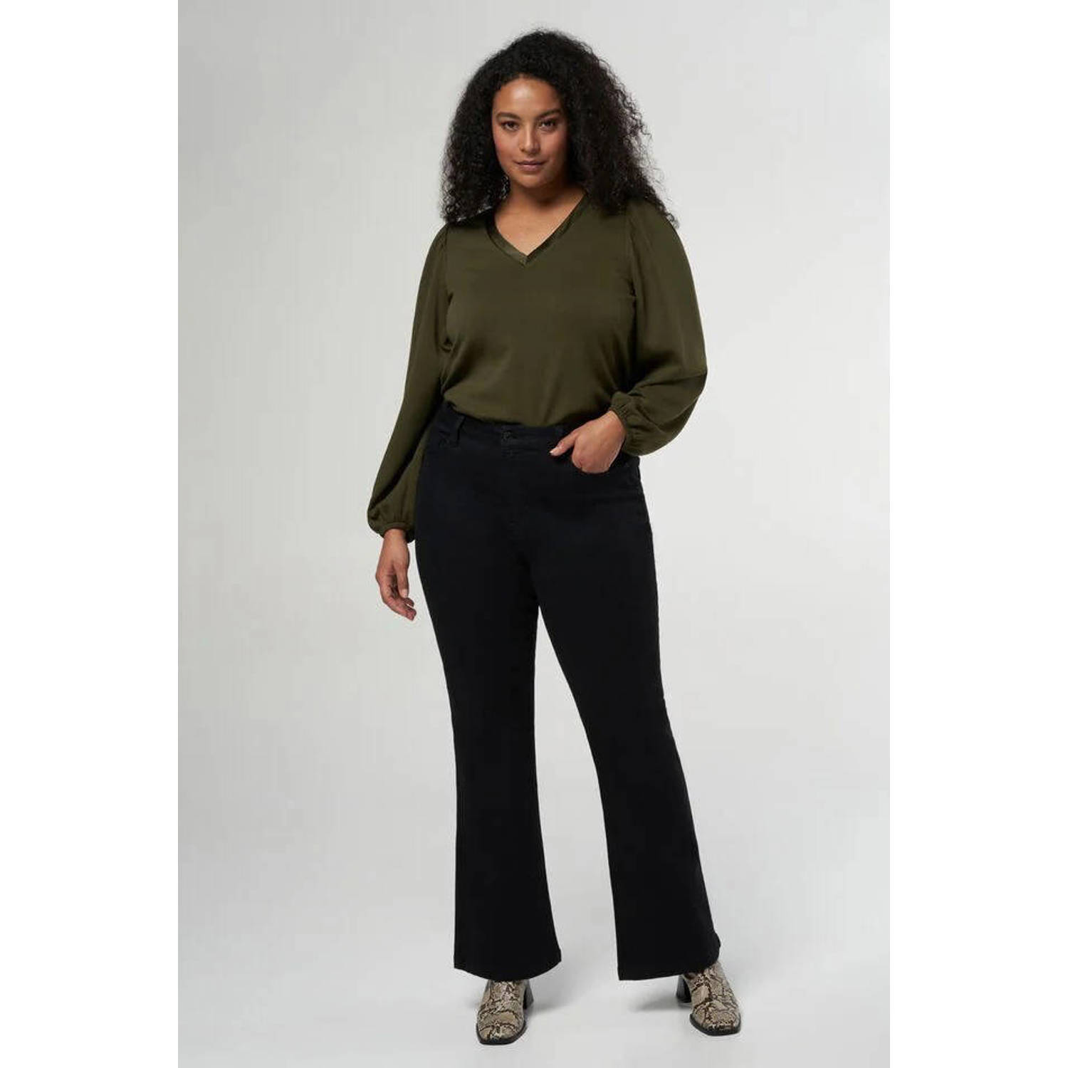 MS Mode flared jeans zwart denim