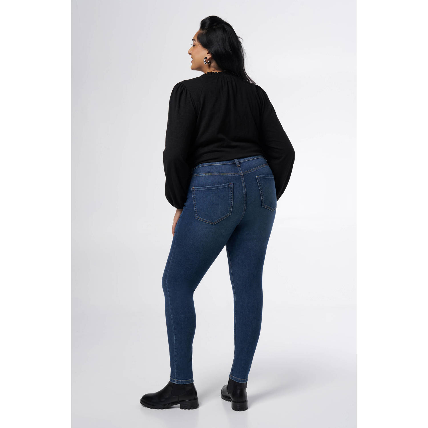 MS Mode high waist skinny jeans dark blue denim