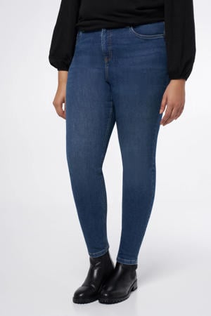 high waist skinny jeans dark blue denim