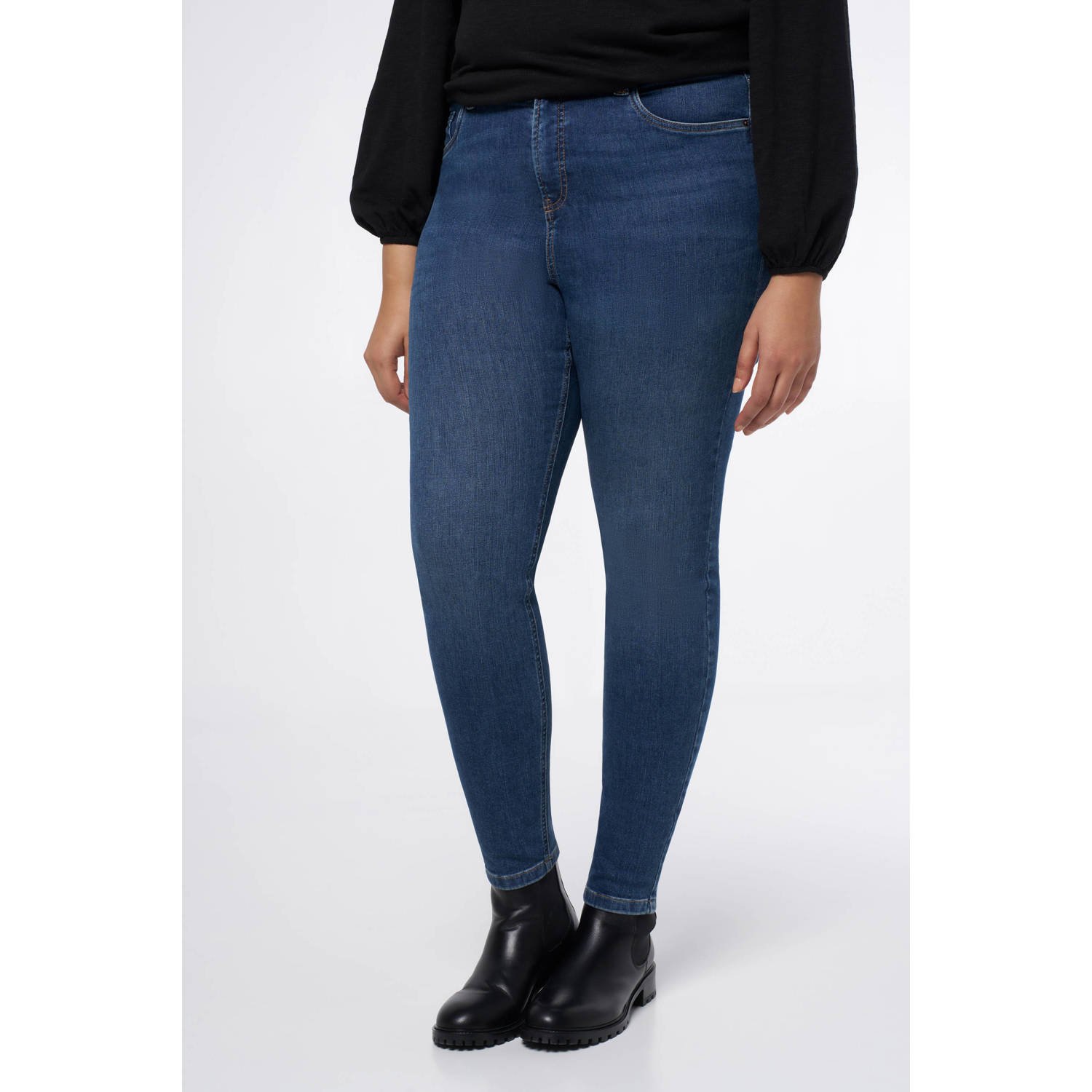 MS Mode high waist skinny jeans dark blue denim