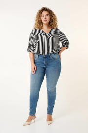thumbnail: Light blue denim dames MS Mode slim fit jeans blue van denim met regular waist en effen
