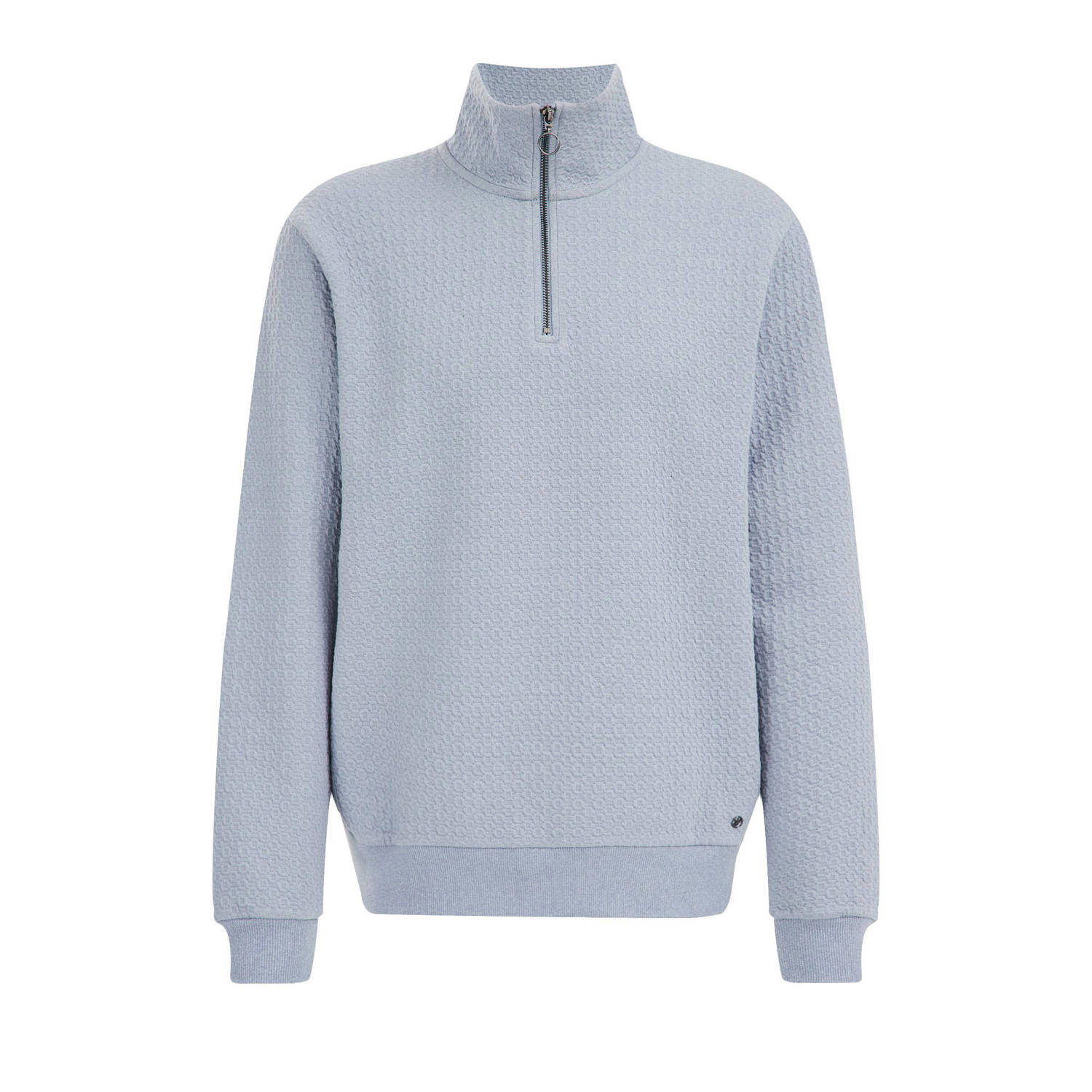 WE Fashion sweater CLARP met all over print en textuur rural blue