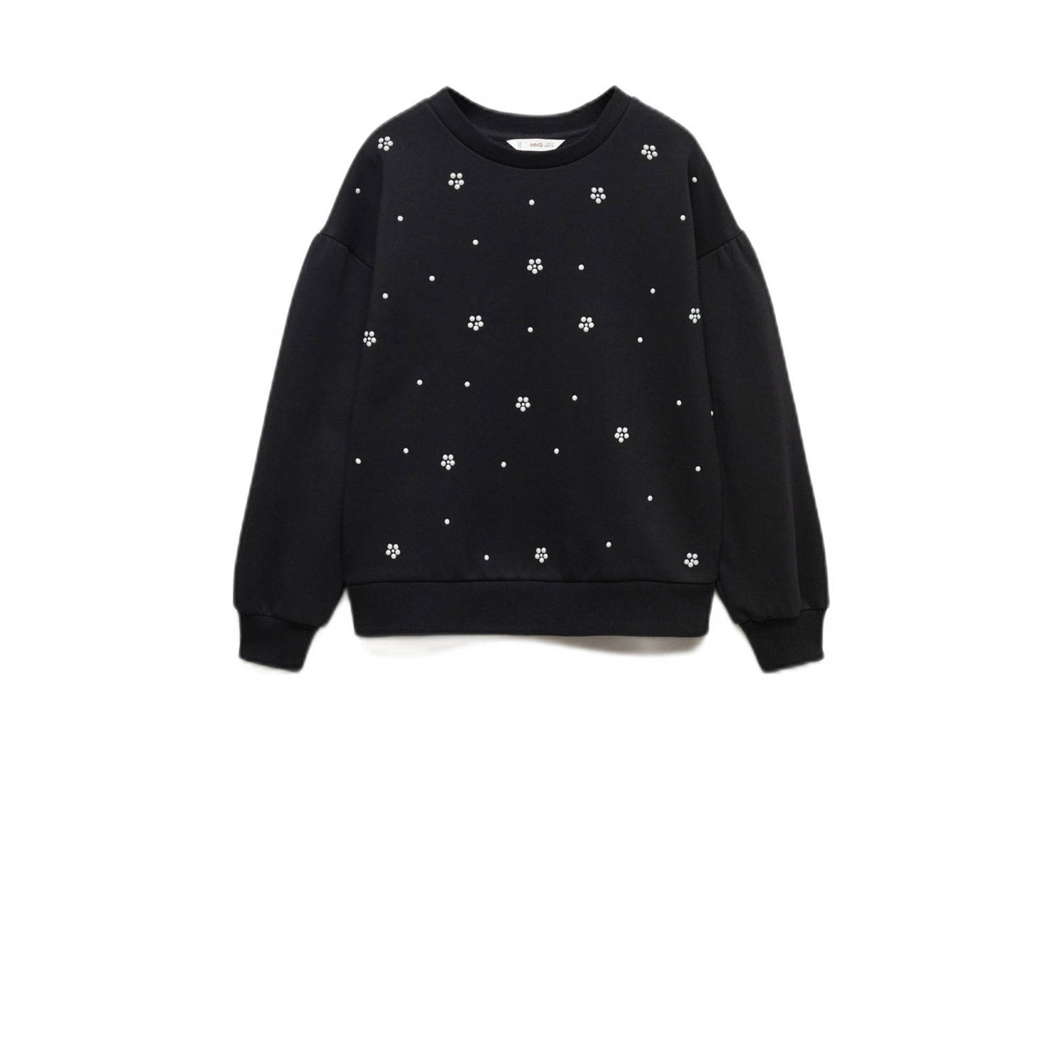 Mango Kids gebloemde sweater zwart wit